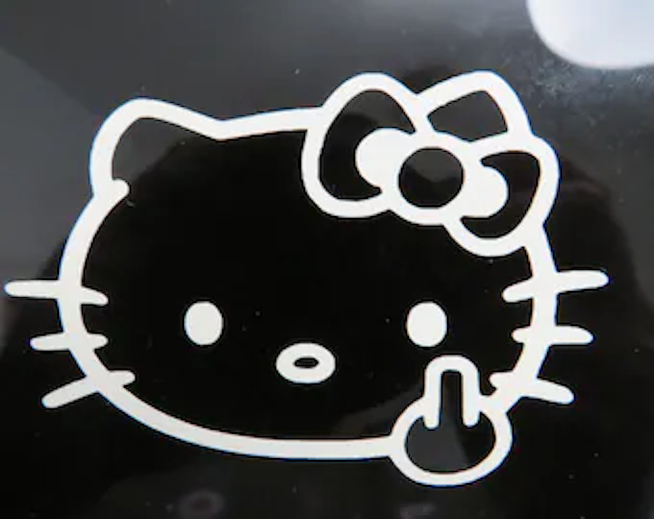 Hello Kitty Finger Vinyl Decal Sticker 3.5 Inches White For Car 10/25
