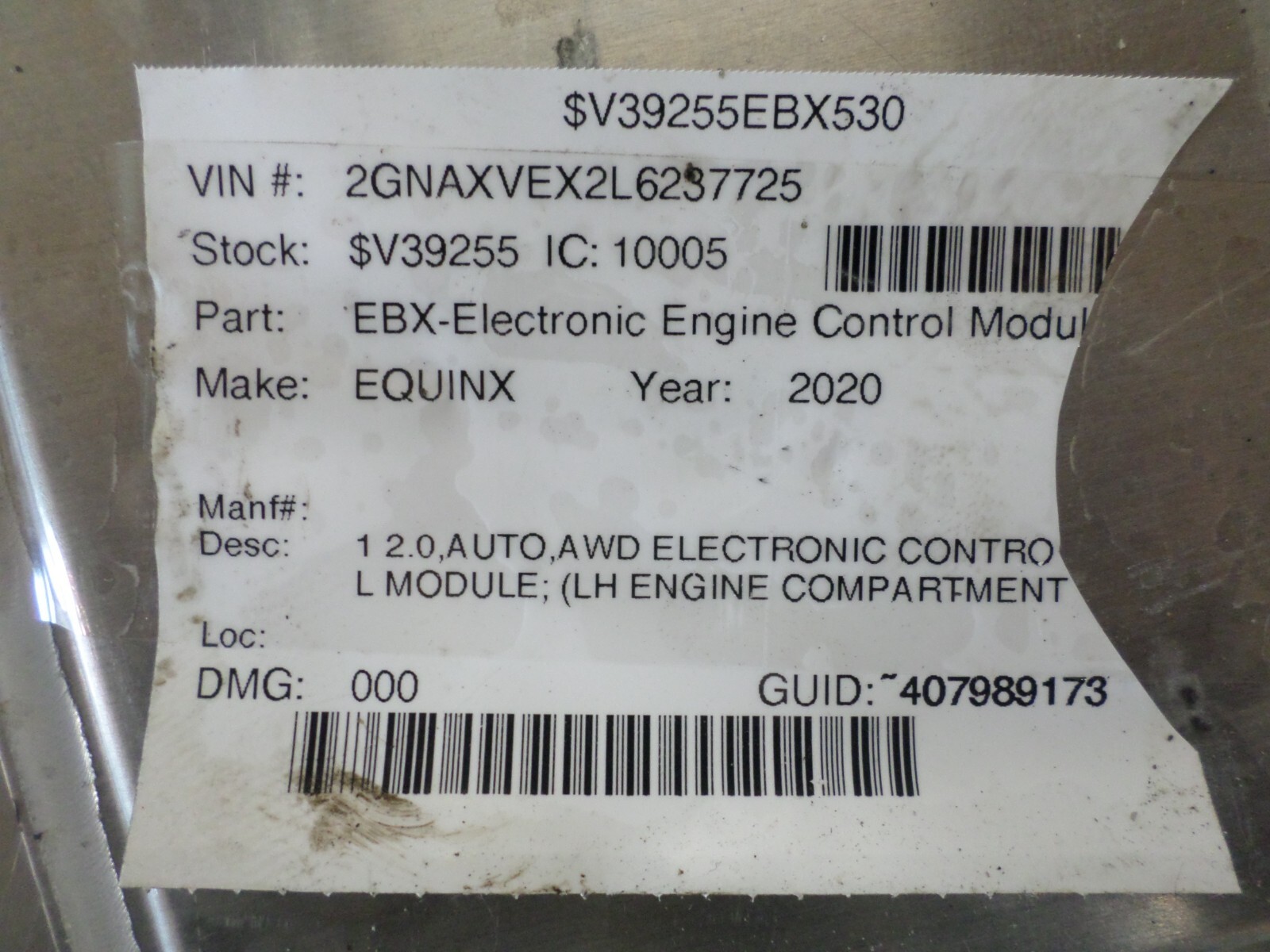 2018-2020 Chevy Equinox Volt GM Engine Control Module ECM ECU OEM 12700116 *J