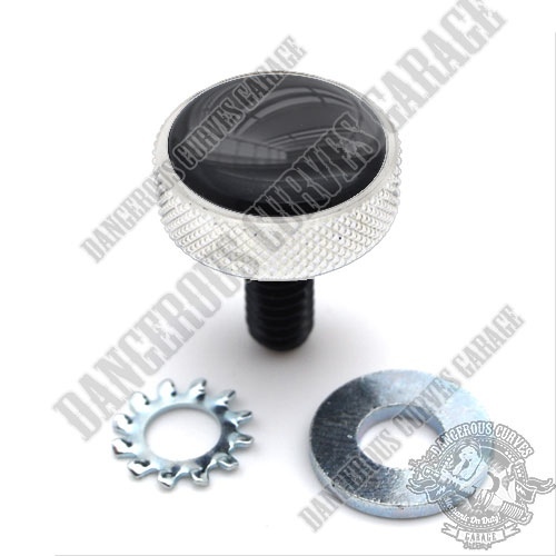 Polished Billet Knurled – Thumb Screw Seat Bolt for 99 – 16 Touring – BLACK TOP