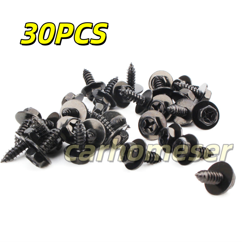 30x 10mm Hex Head Screw with Washer Black Cover Clip 90159-60498 Fits For Toyota