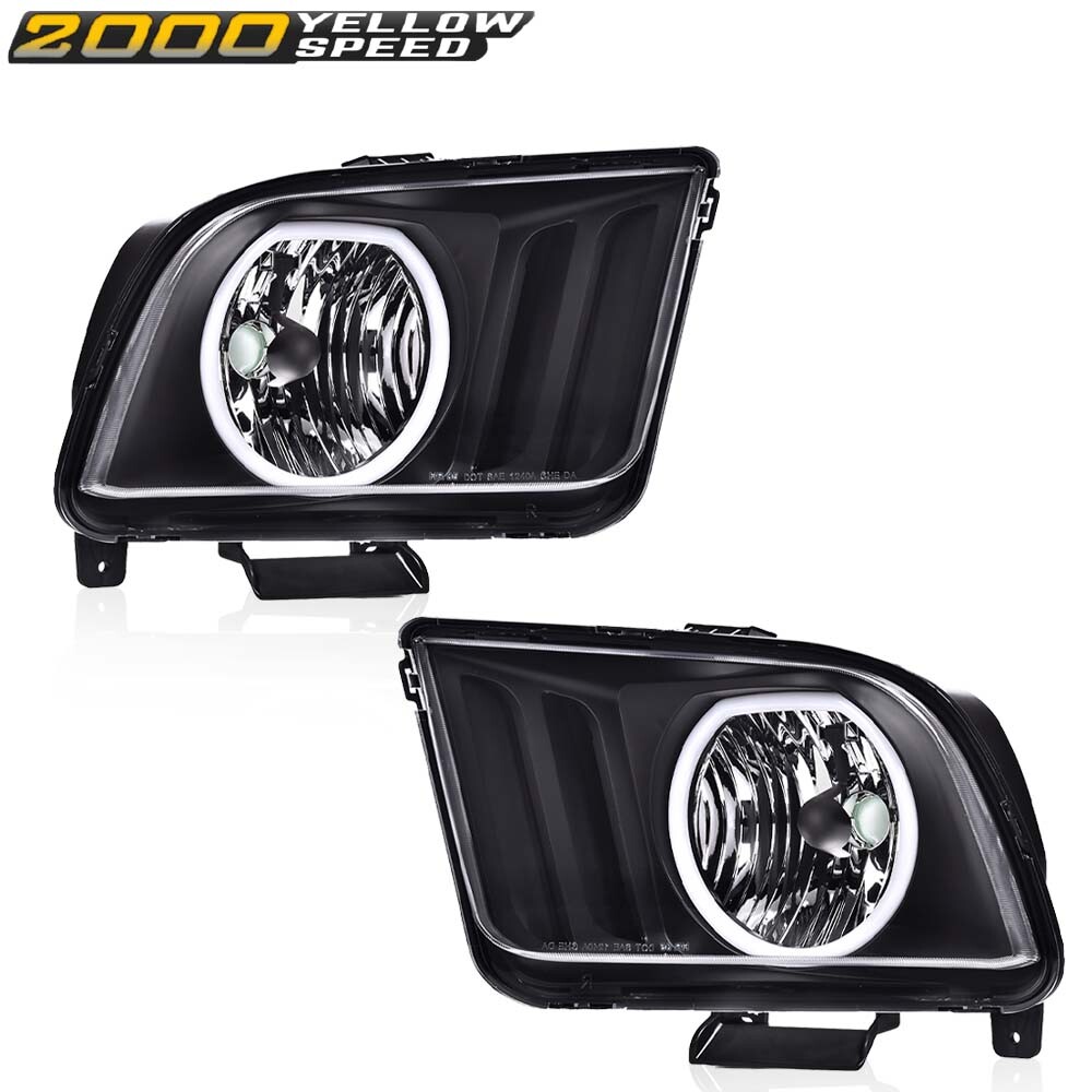 Fit For 2005-2009 Ford Mustang Headlights Replacement Lamps Left + Right Side