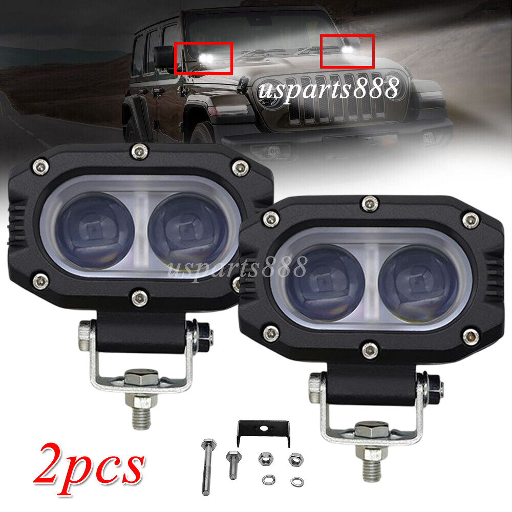 2pcs 4″Inch LED Work Lights Bar Flood Driving Fog Pods OffRoad ATV UTV SUV Truck