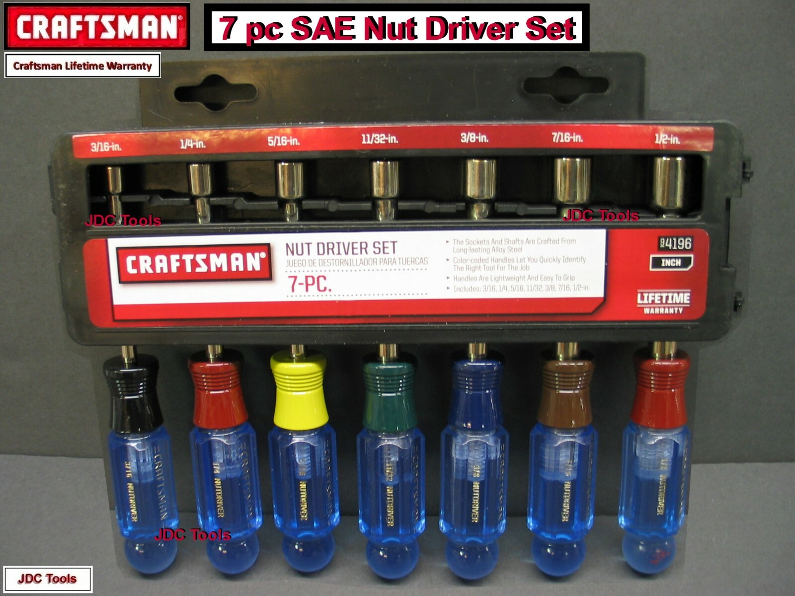 CRAFTSMAN 7 PC PIECE SAE NUTDRIVER SET INCH 14