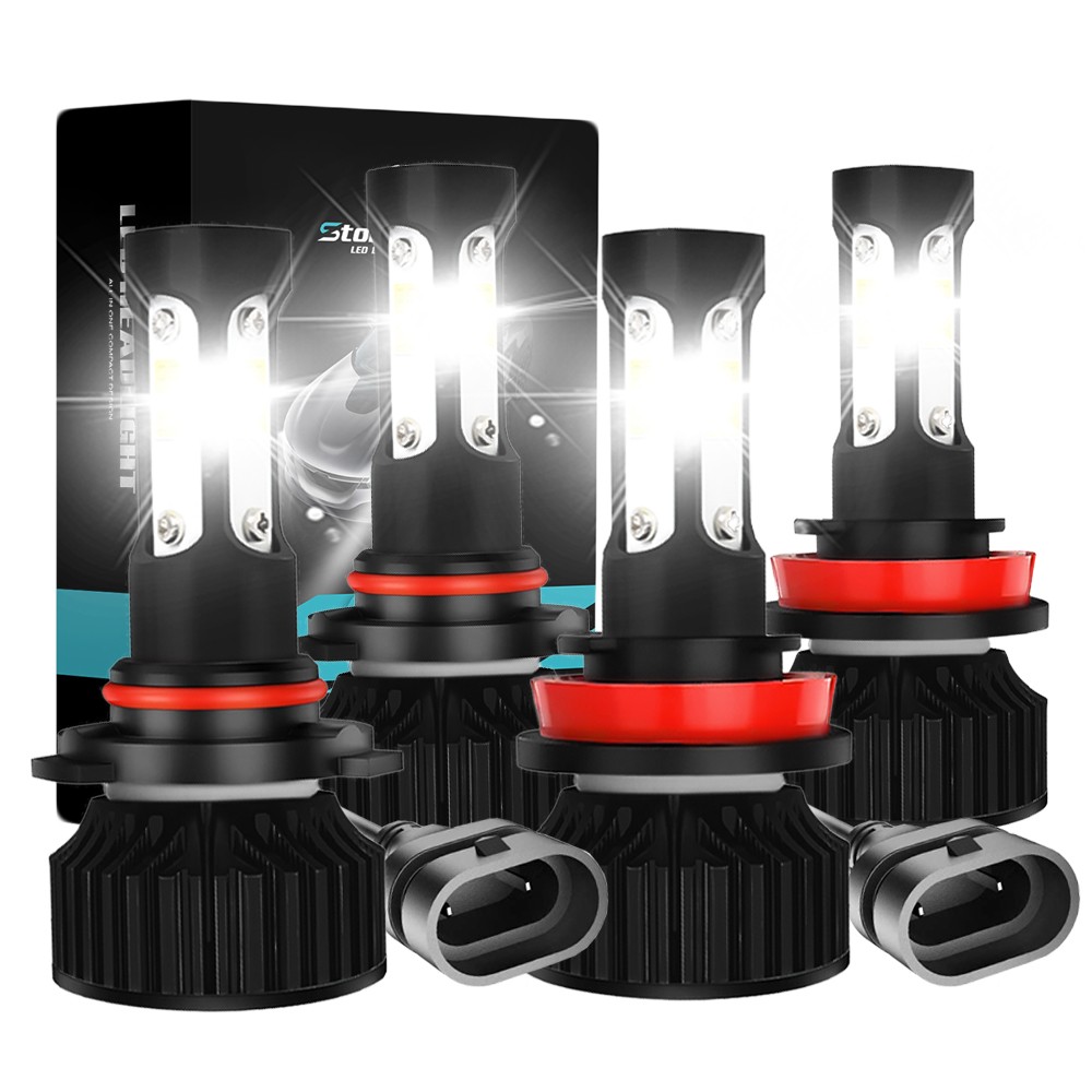 9005 H11 LED Headlight KIT Combo Bulbs 10000K High&Low Beam Super Bright White