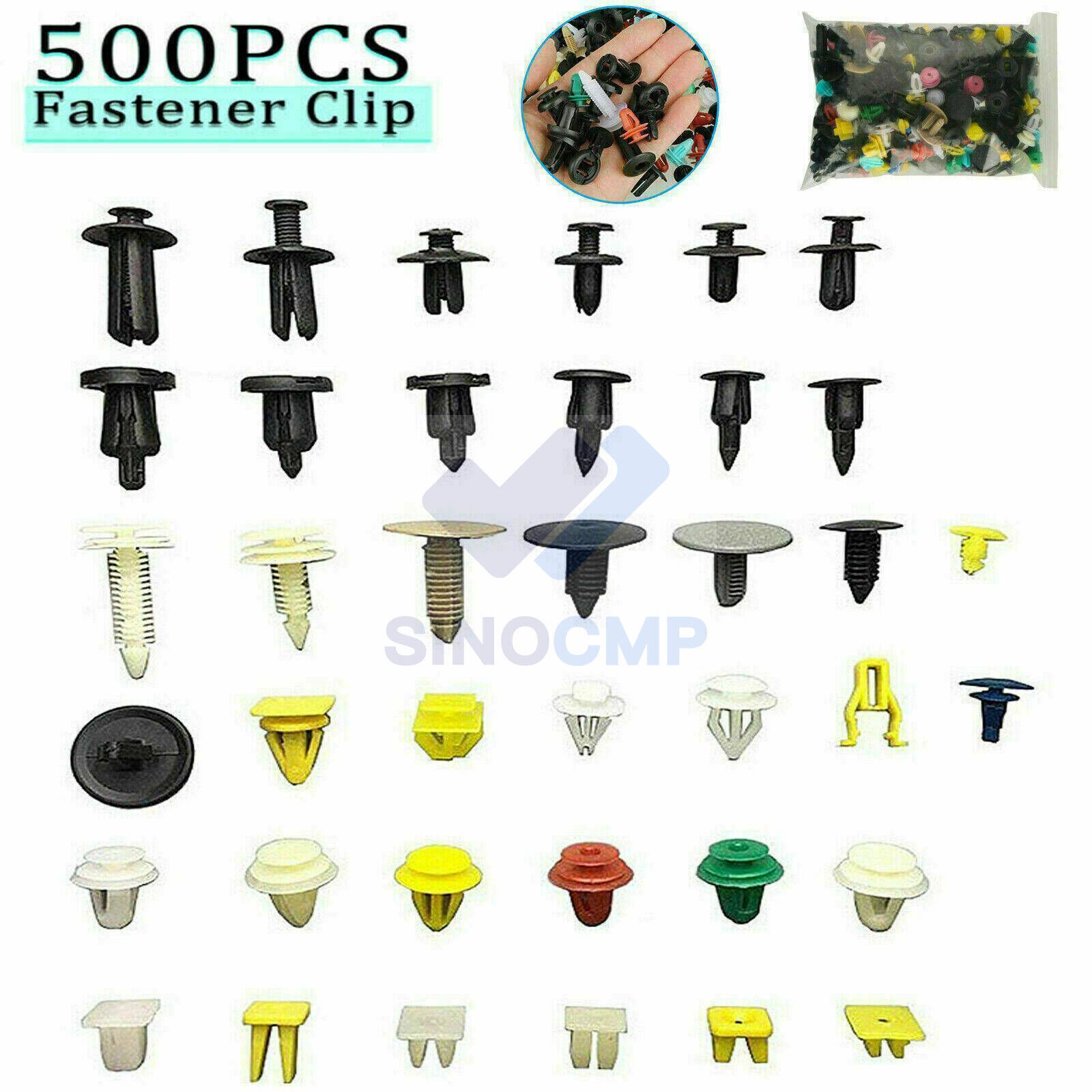 500Pcs Auto Car Body Plastic Push Pin Rivet Fasteners Trim Panel Moulding Clip