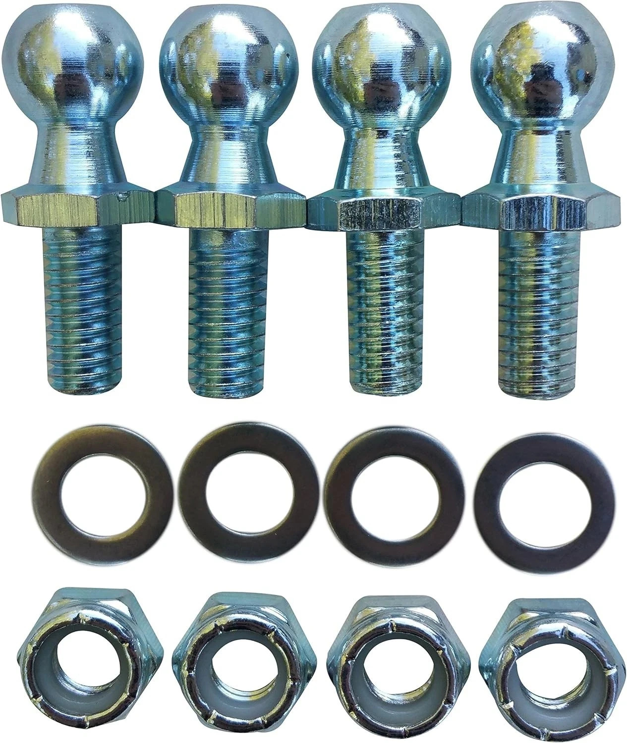 (4 Pack) 13mm Ball Studs with Hardware – Stud, 5/8″ Long Shank