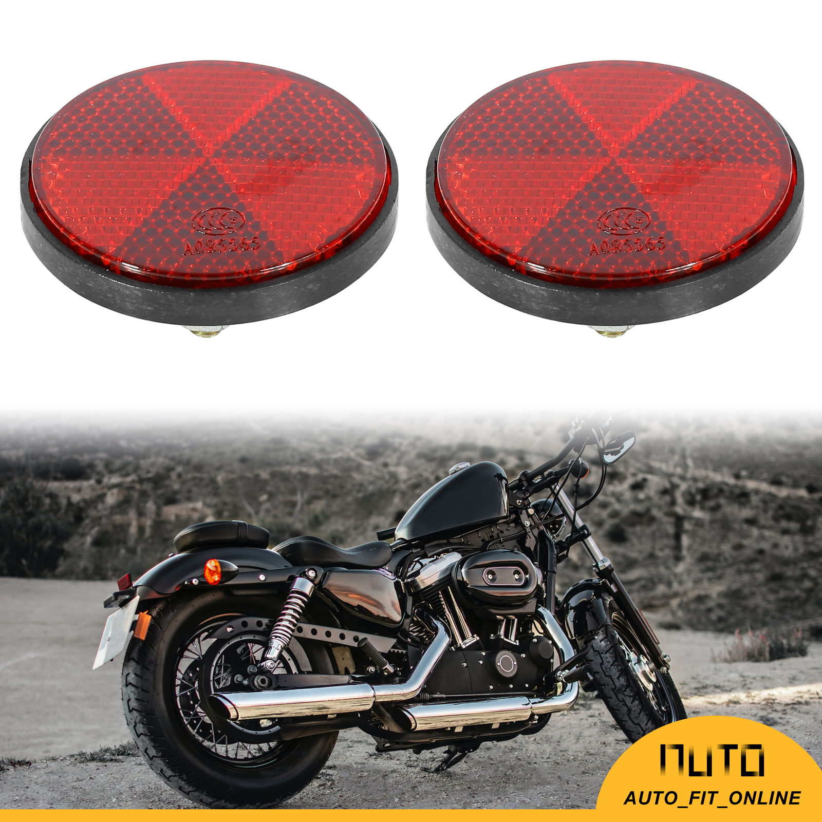 TWO M6x1.0 Red Screw Mount Round Warning Reflector for Motorcycle ATV Universal