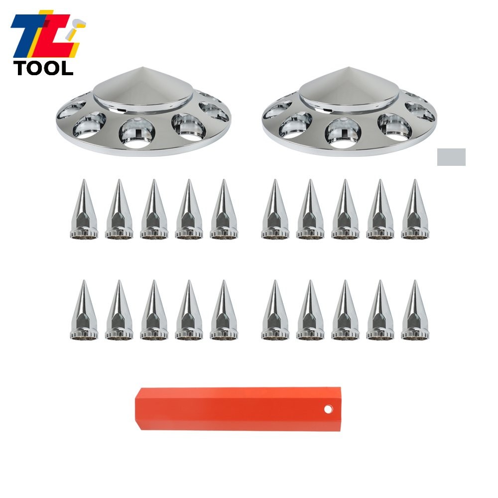 33mm Nut Covers Spiked Front Hub Cover Chrome Semi Truck Wheel Cover ABS