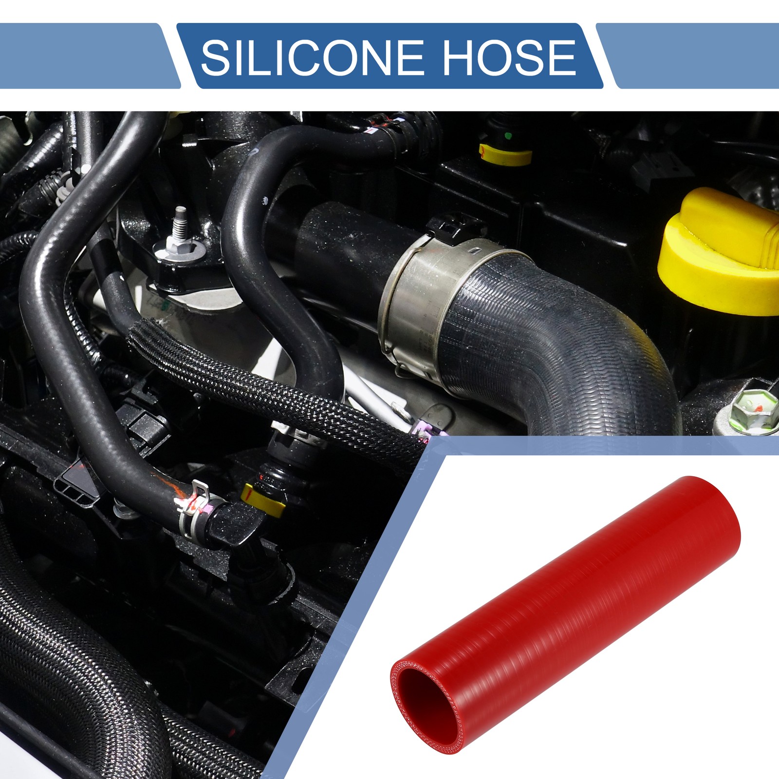 1pcs 42mm 1.65″ ID 200mm 7.87″ Length 0 Degree Red Car Silicone Hose Universal