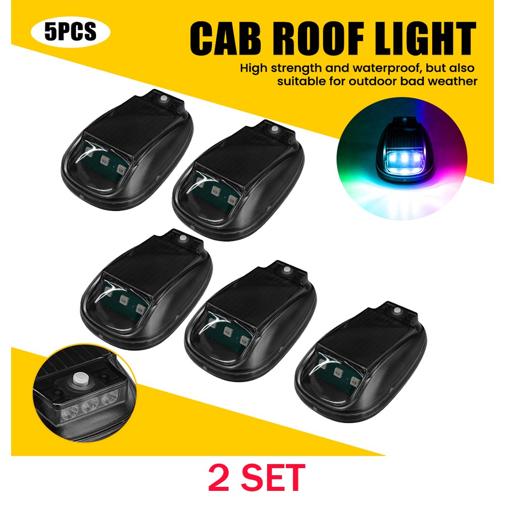 10PCS Solar Powered Cab Light LED Wireless Cab Roof Lights RGB Fits Pickup Truck