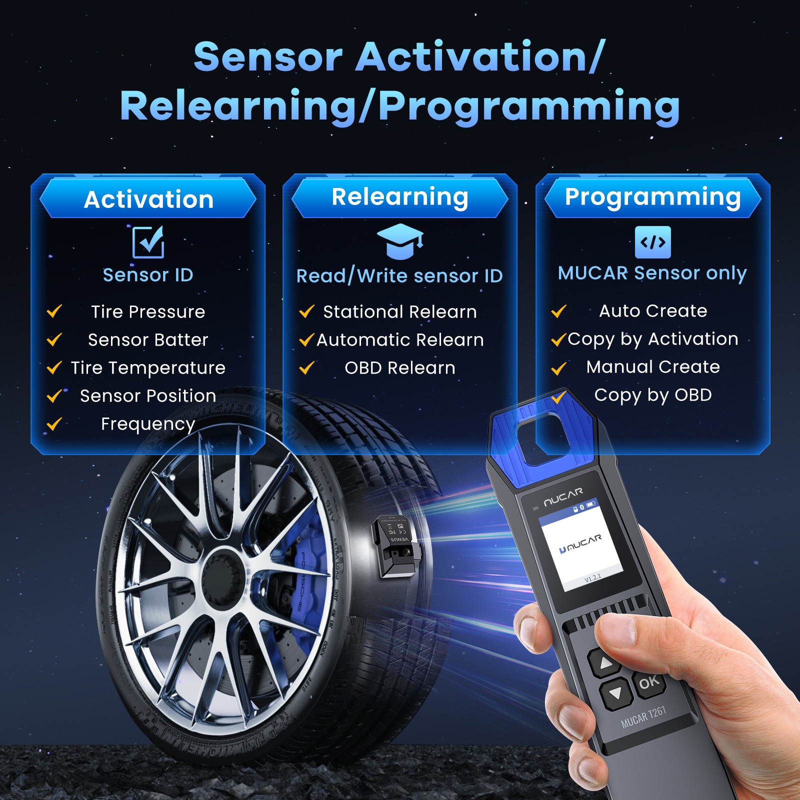 MUCAR 892BT+TPMS programmer AI-Diagnostic Scanner CANFD & DOIP 35 Resets T261