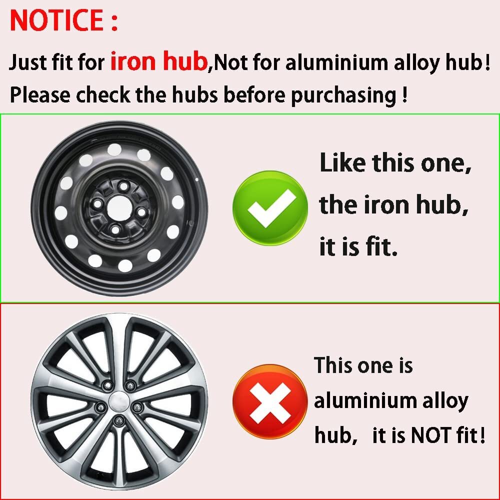 For Fiat 500 Set of 4 15″ Wheel Cover Hub Cap Snap On Fit R15 Tire Steel Rim