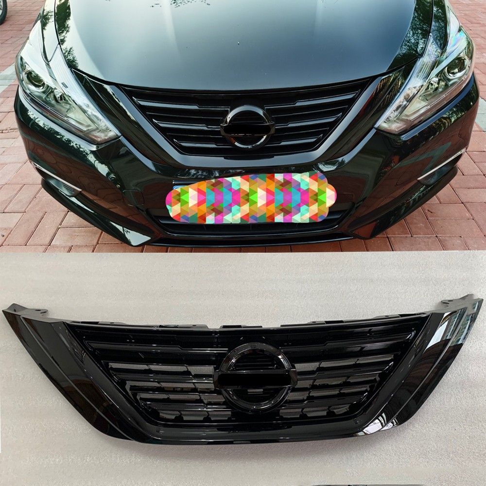 US- Fit For Nissan Altima 2016-2018 All Black Front Bumper Upper Grille Assembly