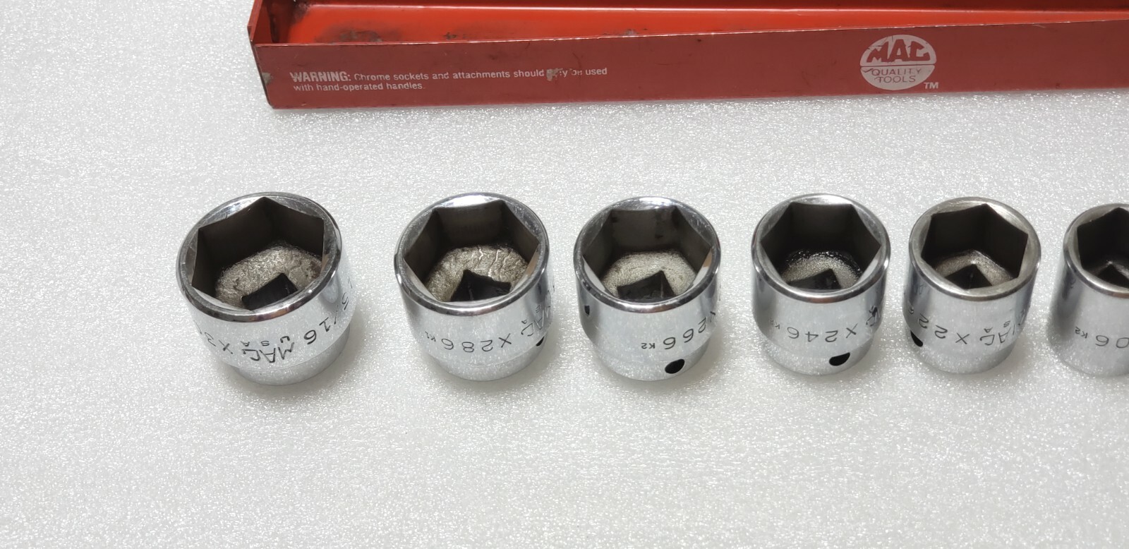7 Pc. MAC Tools Shallow Socket Set 3/8 Drive 6PT with Tray SAE 7/16-15/16”