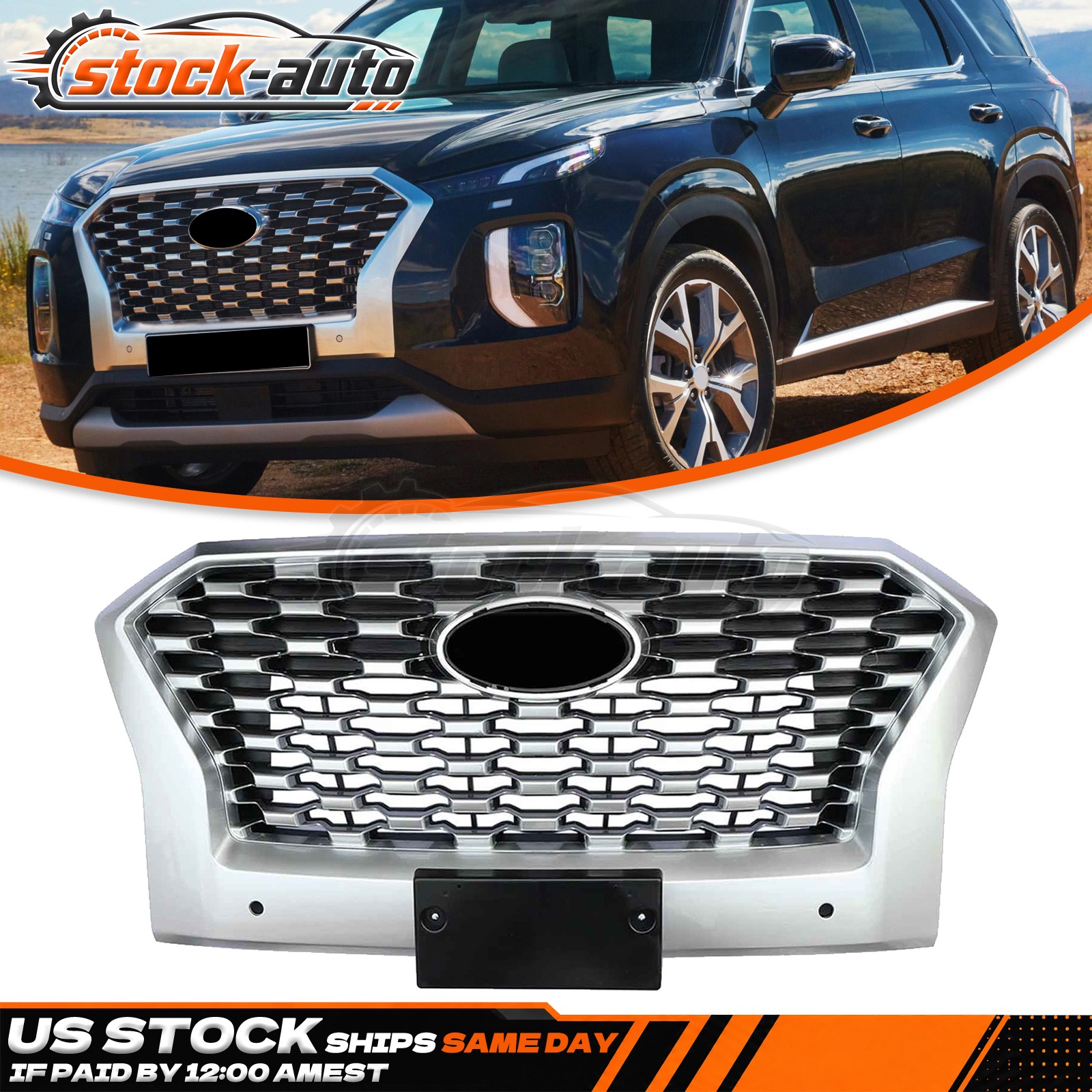 For 2020-2022 Hyundai Palisade Front Bumper Grille w/Sensor Hole 86350S8010