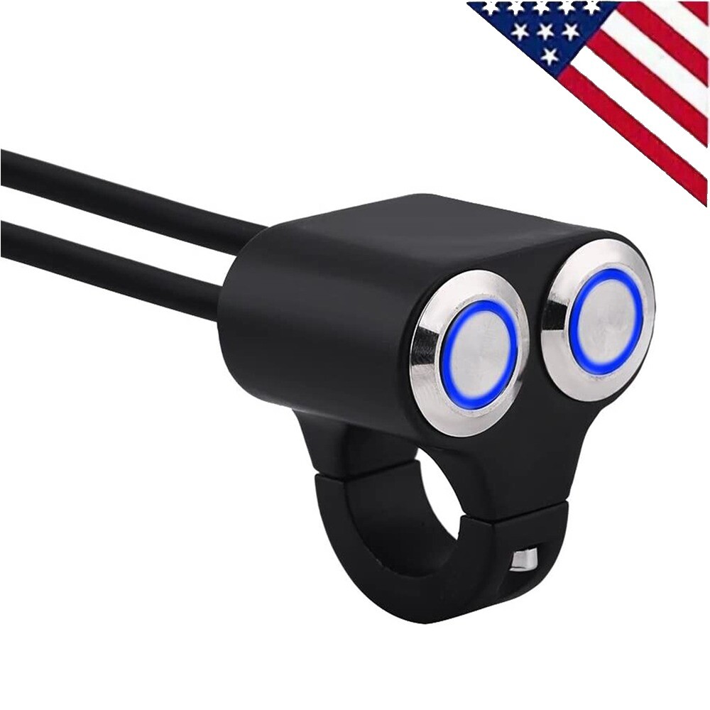 12V 22mm 7/8” Motorcycle Handlebar Headlight Fog Spot Light Dual on off Switch