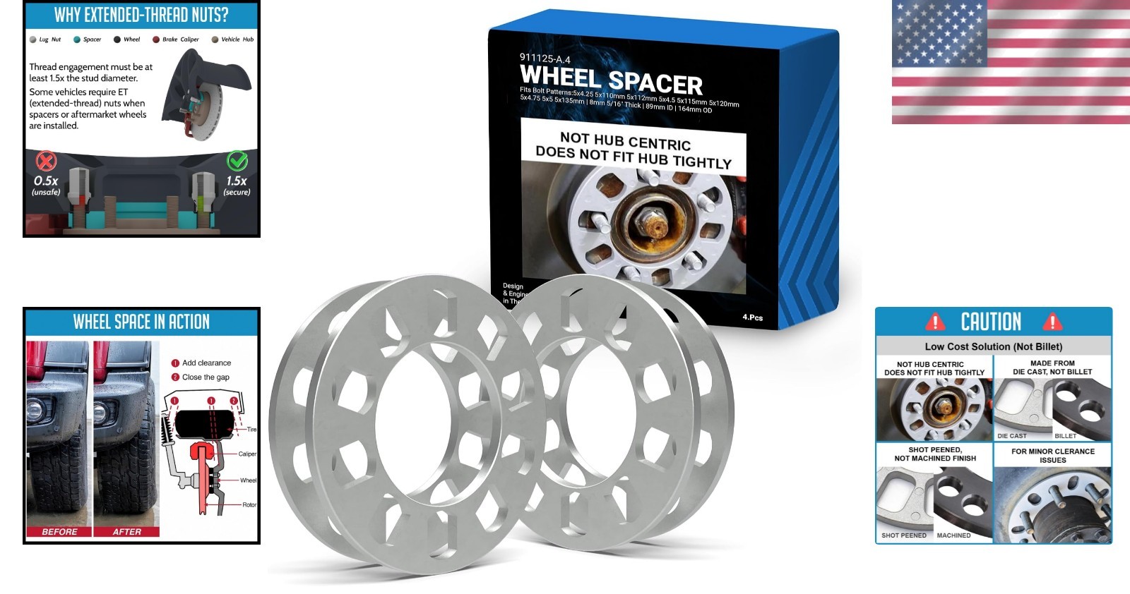 8mm 4 Piece Wheel Spacers – Ideal for Aggressive Stance & Performance Updates