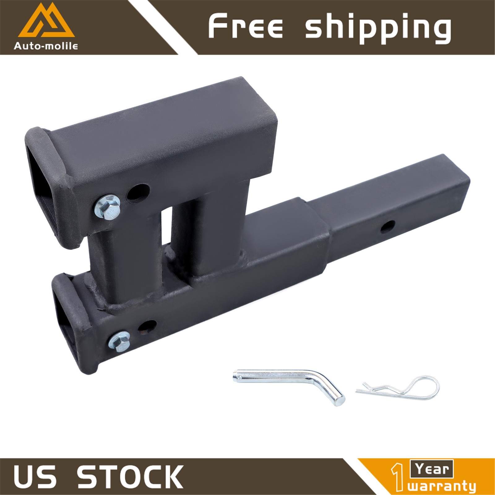 Dual Mount Hitch Receiver 2 Inch 6″ Rise-Drop 4000LB Tow Shank Easy Installation