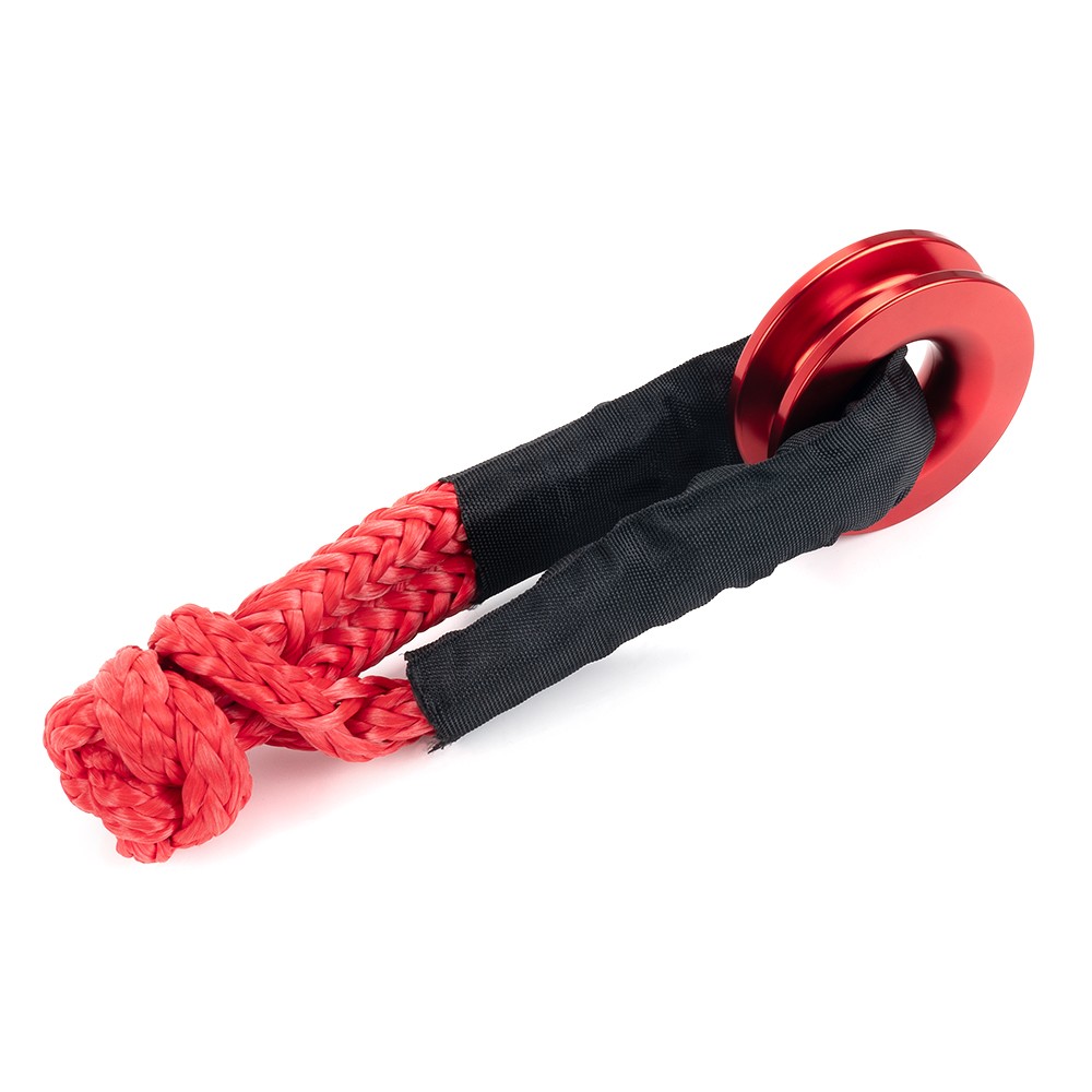 2x Heavy Duty Recovery Ring Snatch Block Pulley Soft Shackle Tow Winch Rope