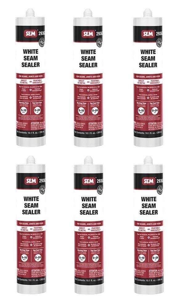 SEM 29362 1K White Seam Sealer 10 oz Direct-To-Metal Sealant (6 pack)