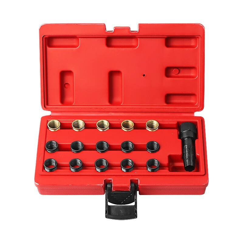 16pc Spark Plug Thread Repair Rethreading Tool Kit M16 Threaded Coil Insert