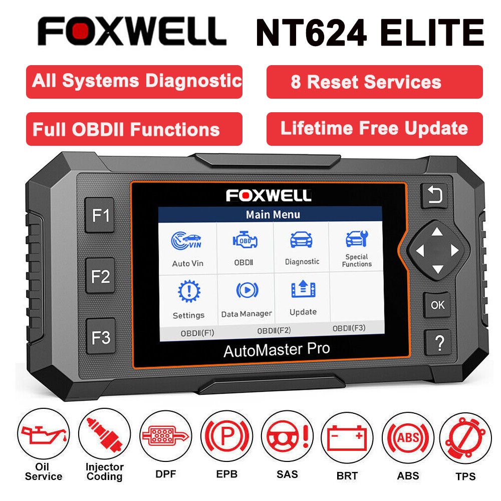 FOXWELL NT624 Elite All System Scanner Diagnostic ABS Bleeding EPB Brake Reset