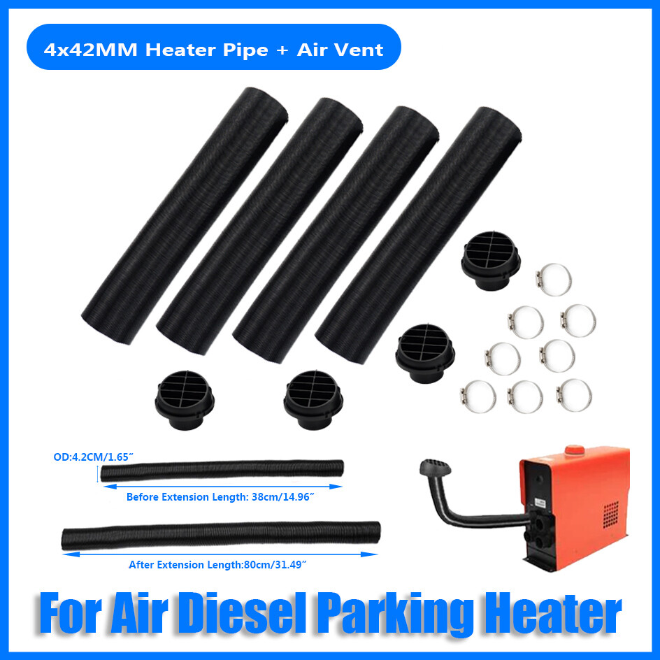 42mm Diesel Heater Pipe Duct Hose Ducting Air Warm Outlet Vent Clips For Car #