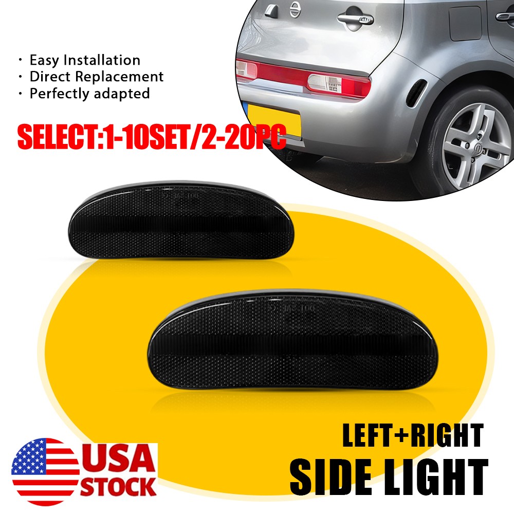 2-20X Smoked Rear Bumper LED Side Marker Lights Housings For 2009-14 Nissan Cube
