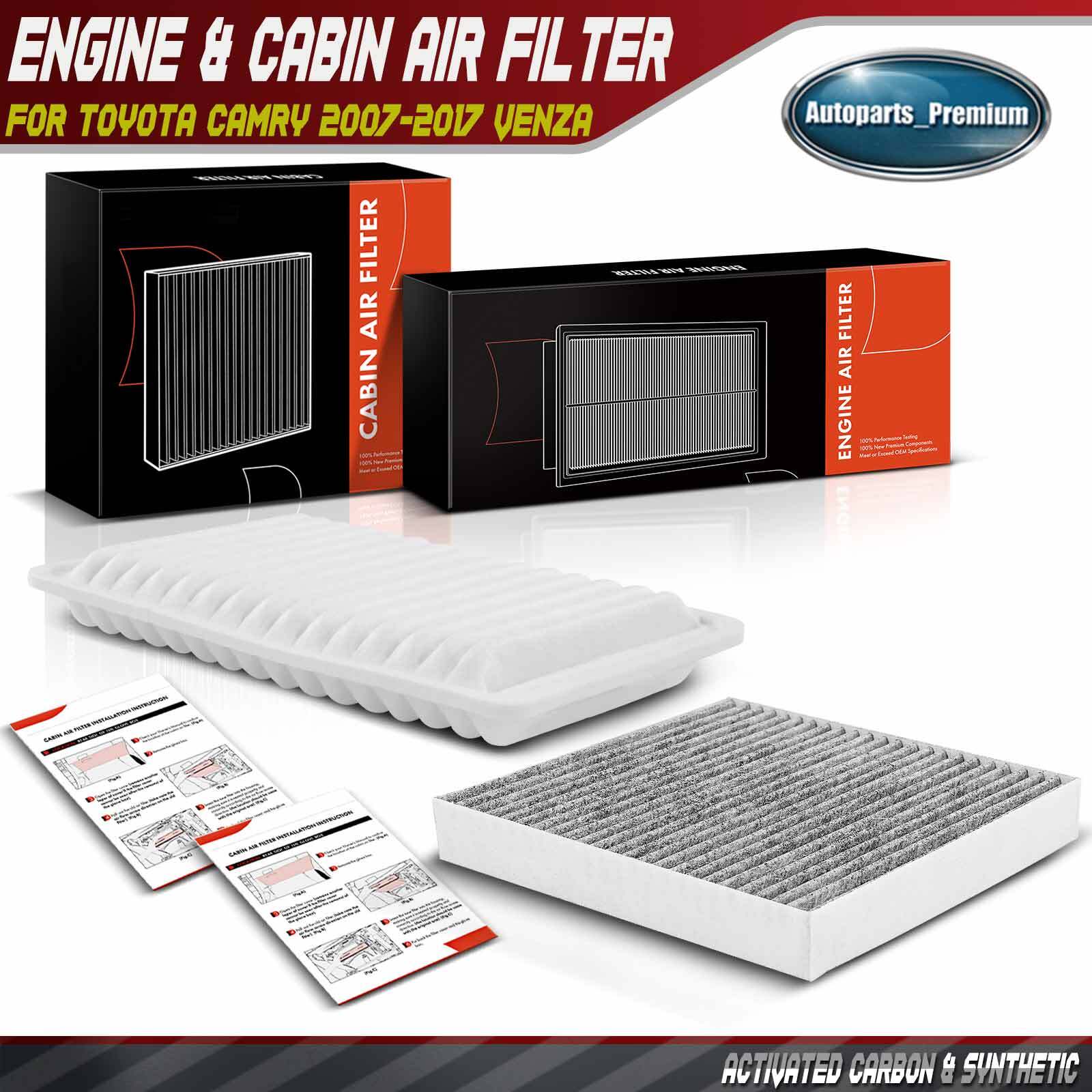 2Pcs Engine & Activated Carbon Cabin Air Filter for Toyota Camry 2007-2017 Venza