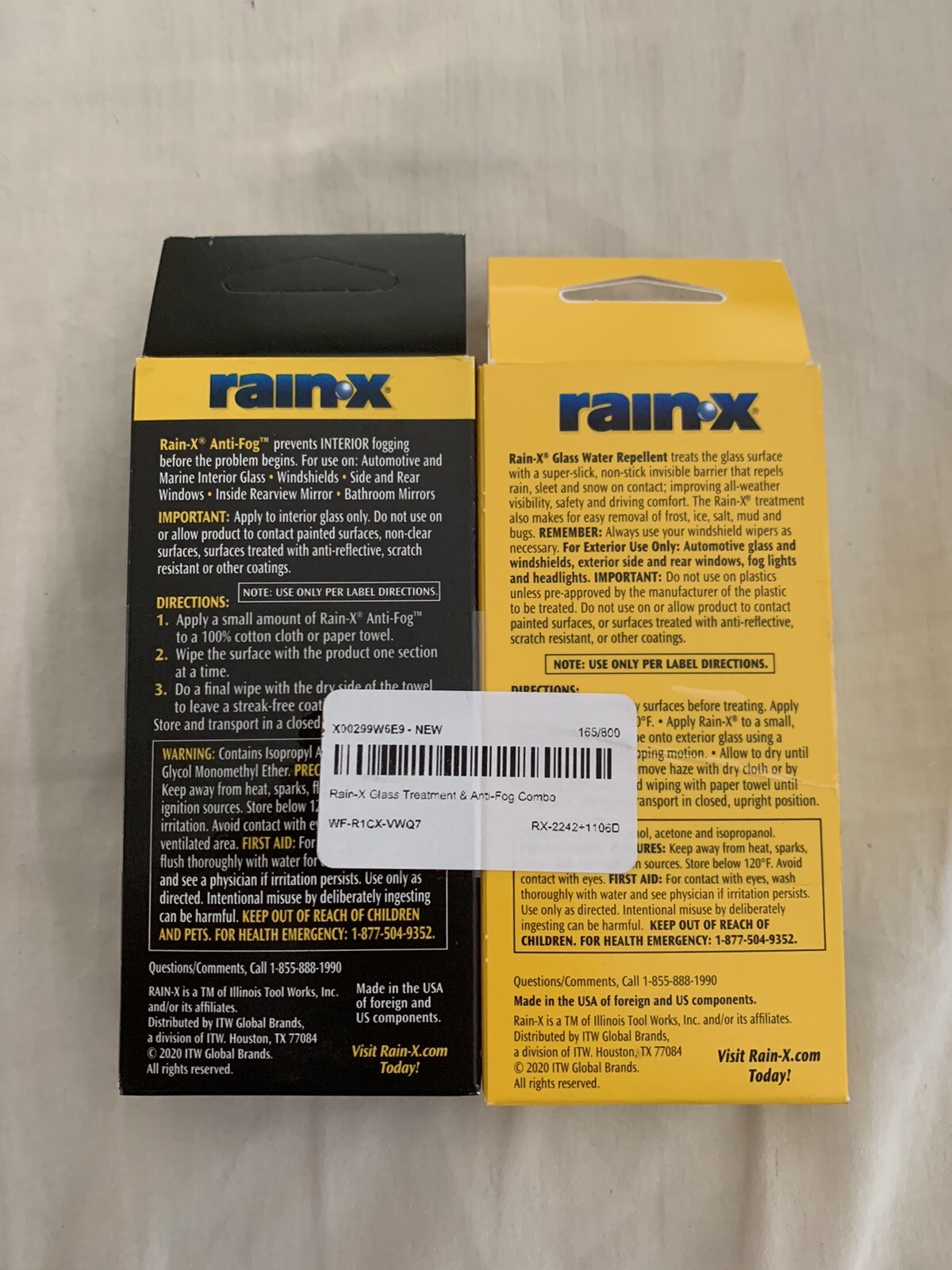 Rain-X Original Water Repellent Treatment & Interior Glass Mirrors Anti Fog Set