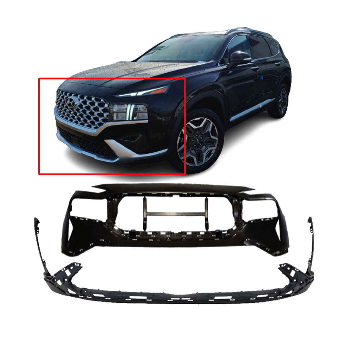 2021-2022 Hyundai Santa Fe 2-Piece Front Bumper Cover Kit HY1014104 86511S2500