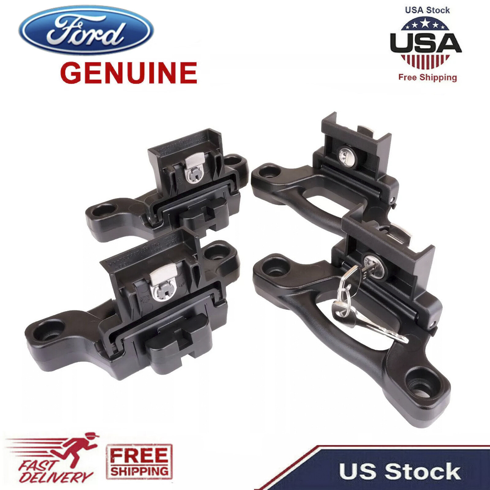 FORD OEM Box Tie Down Truck Bed Cleats Locking Set For 15-24 Ford F-150 F-250
