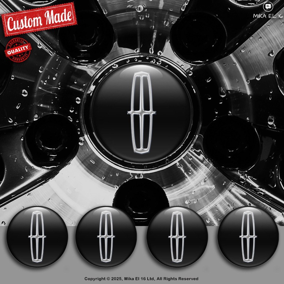 Lincoln Decals Set of 4 3D Gel Silicone Center Wheel Caps Stickers