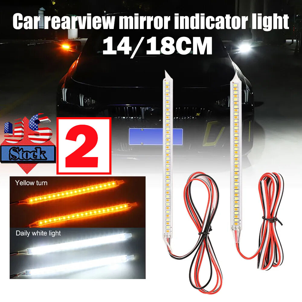 14/18cm LED Car Side Mirror Lamp Strip Turn Signal Indicator w/Dynamic Light NEW