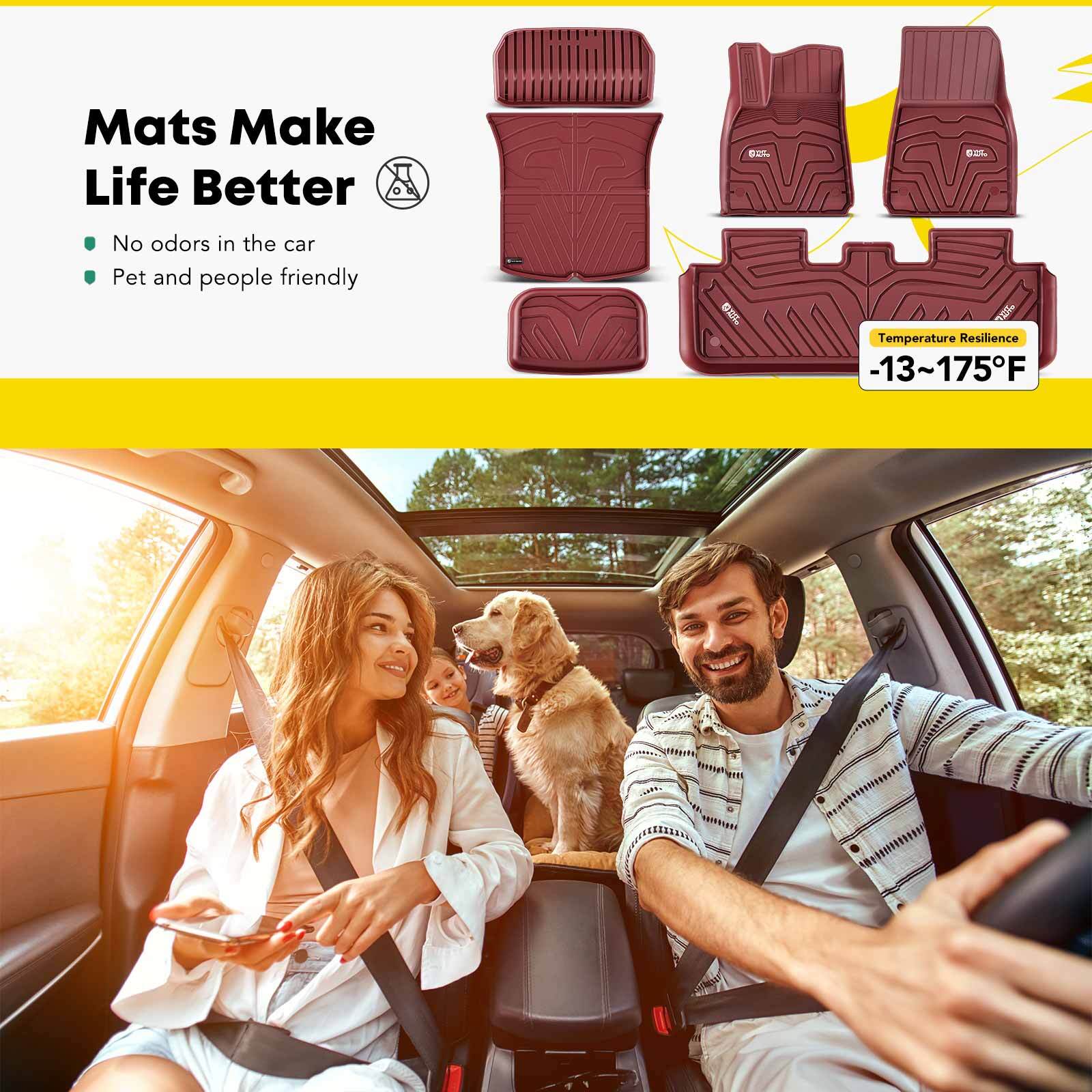 6Pcs Front and Rear Side Red Floor Mats Liners for Tesla Model Y 2020-2023 SUV