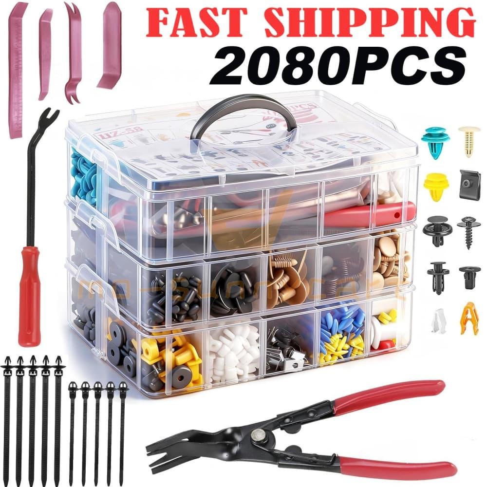 2080PCS Auto Retainer Clips Kit with Fastener Plier, Trim Removal Tools and Box