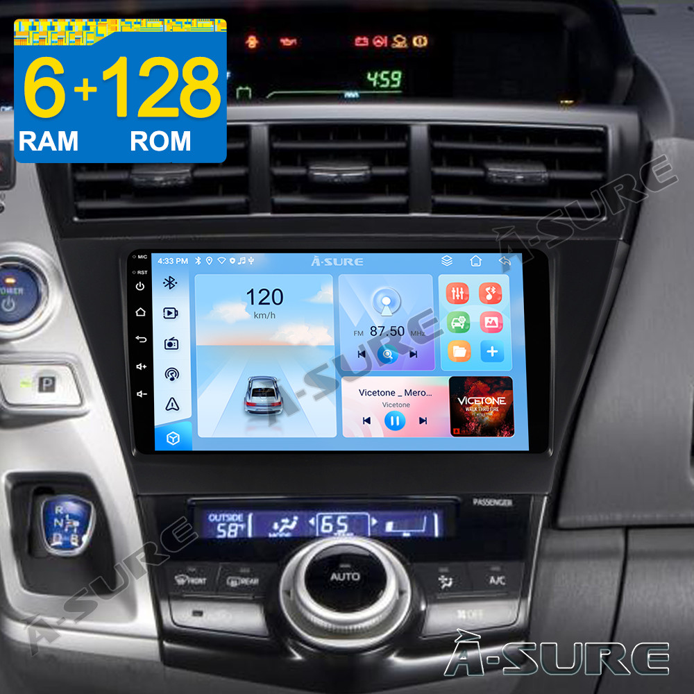 8 Core 6+128GB For Toyota Prius V 2012-2017 Radio Stereo GPS Carplay Android 14