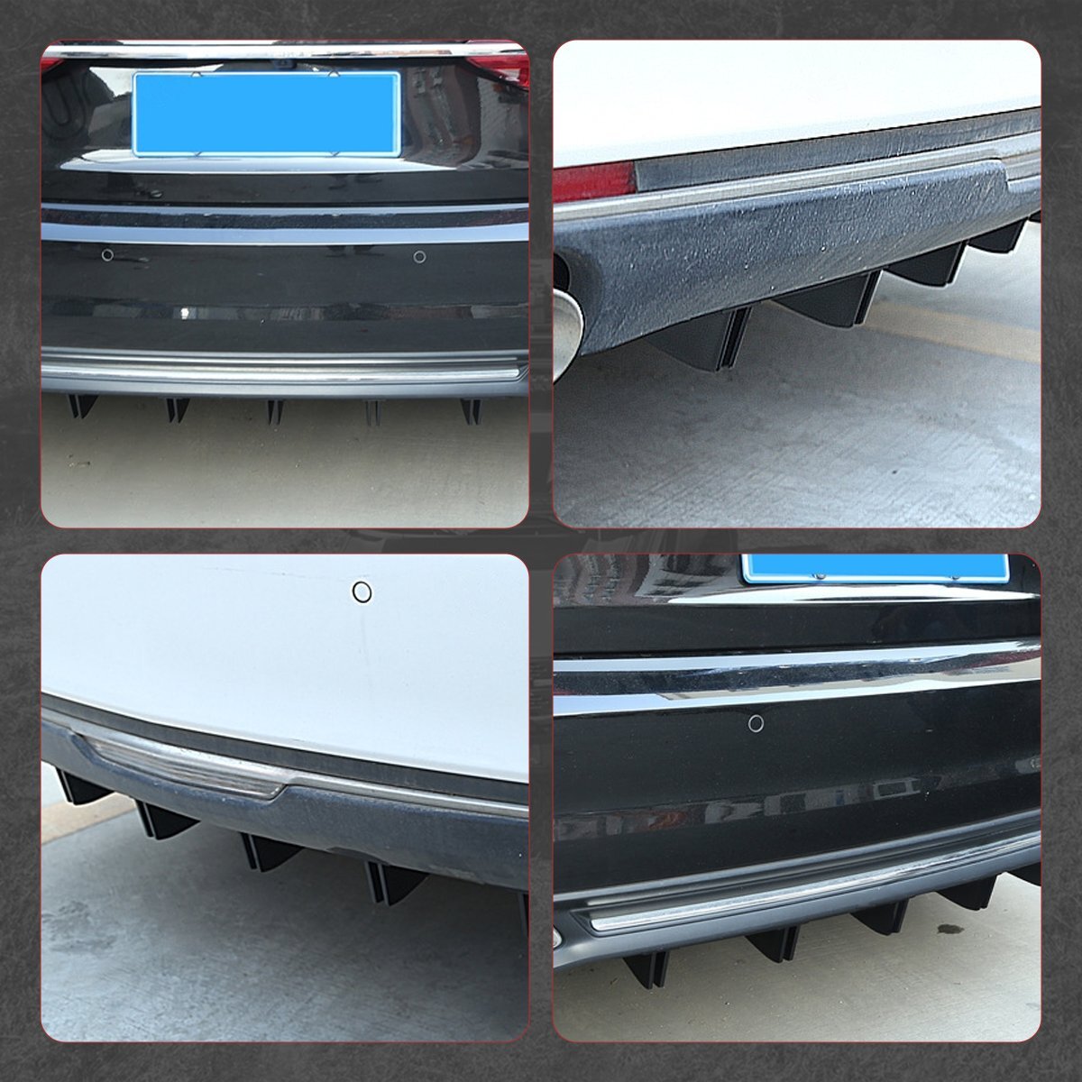 For Lincoln MKZ MKS Glossy Black Rear Lip Bumper Diffuser Shark Fin Splitter US