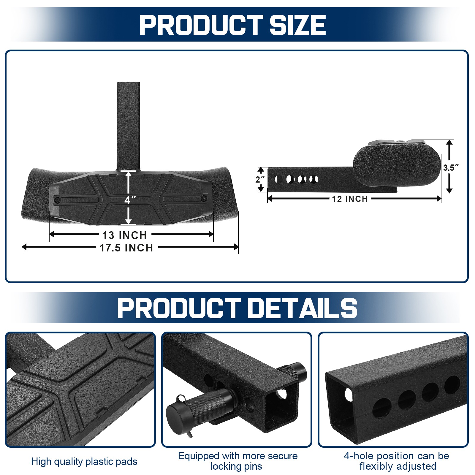Trailer Towing Hitch Step Bar for 2″ Receiver Universal Fit for Trucks Car Van
