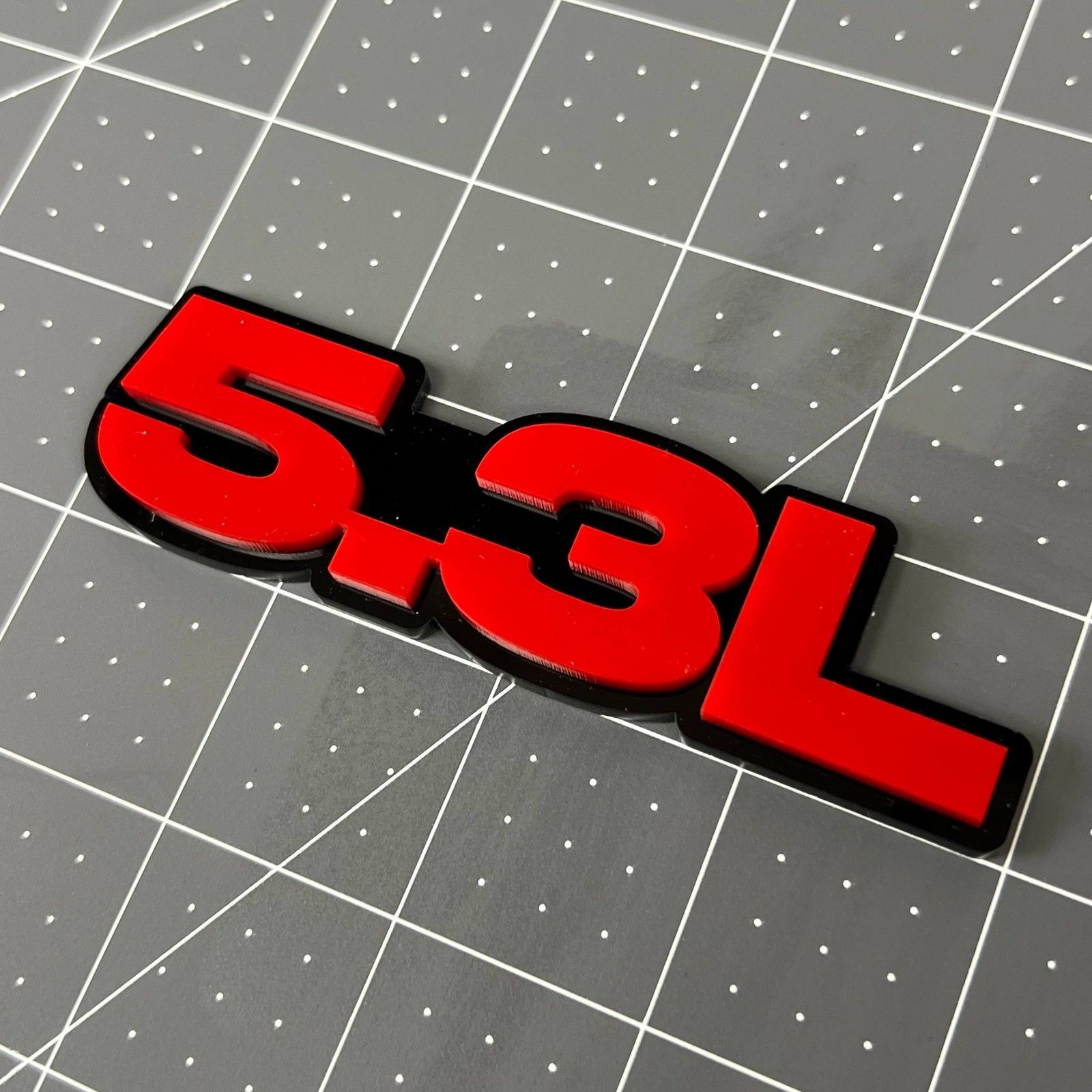 5.3L Engine 3D Acrylic Emblems – Pair of Multicolor Fender & Tailgate Badges