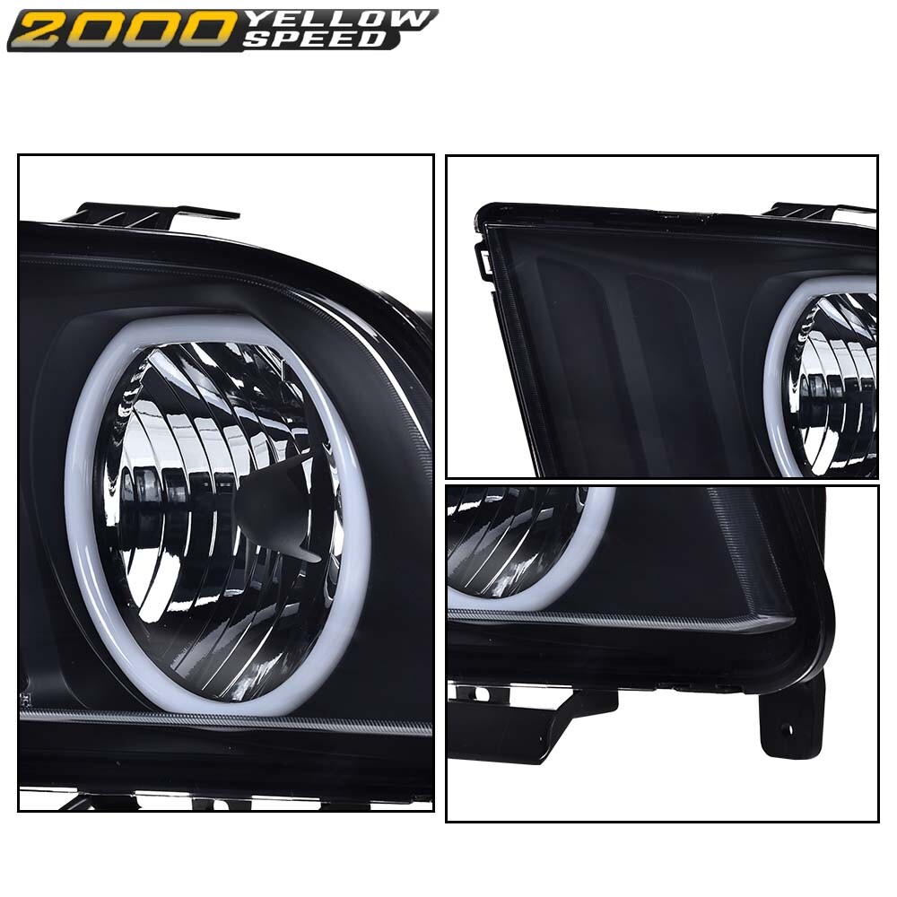 Fit For 2005-2009 Ford Mustang Headlights Replacement Lamps Left + Right Side