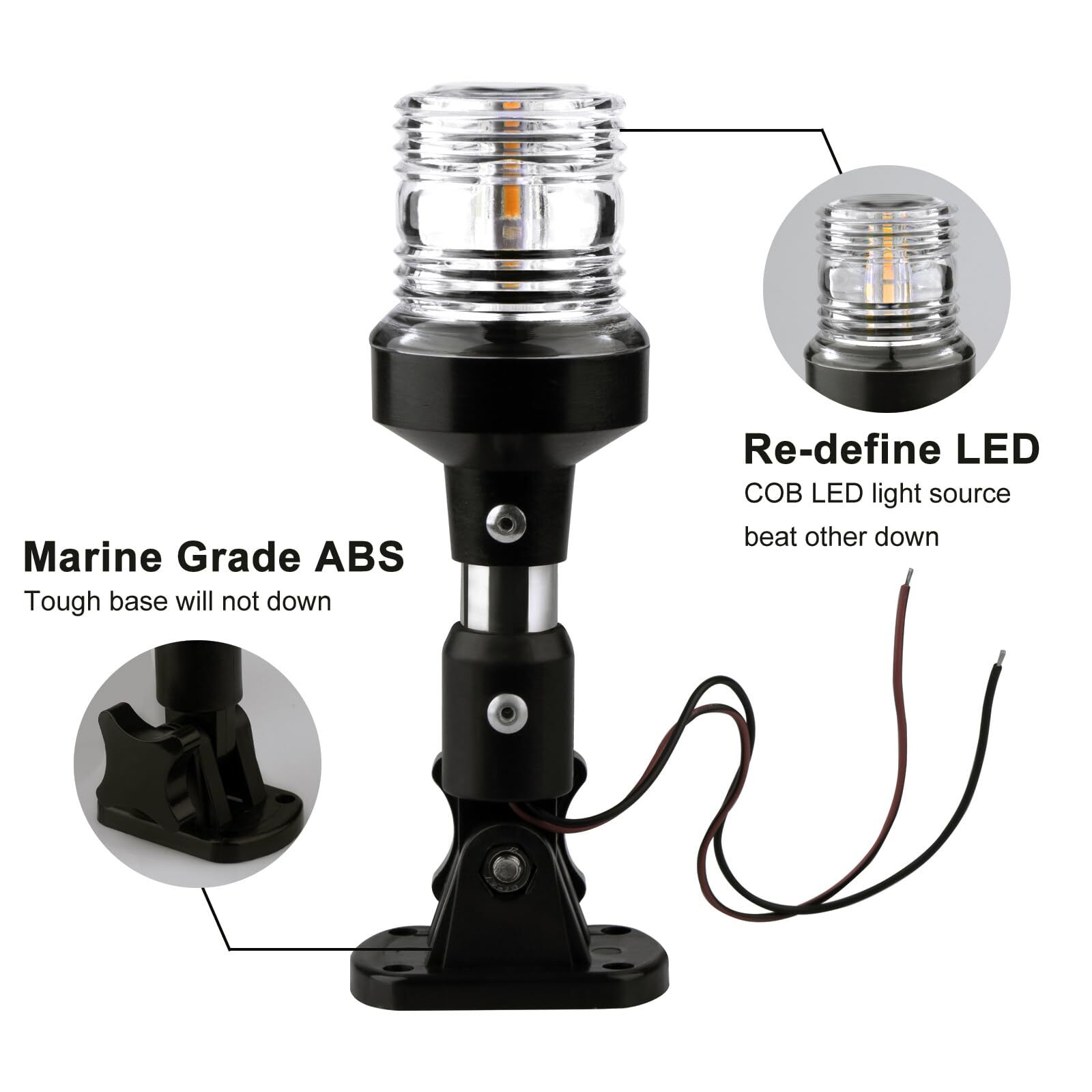 Boat Anchor Light White LED Stern Light for 12-24V Marine Use 3NM