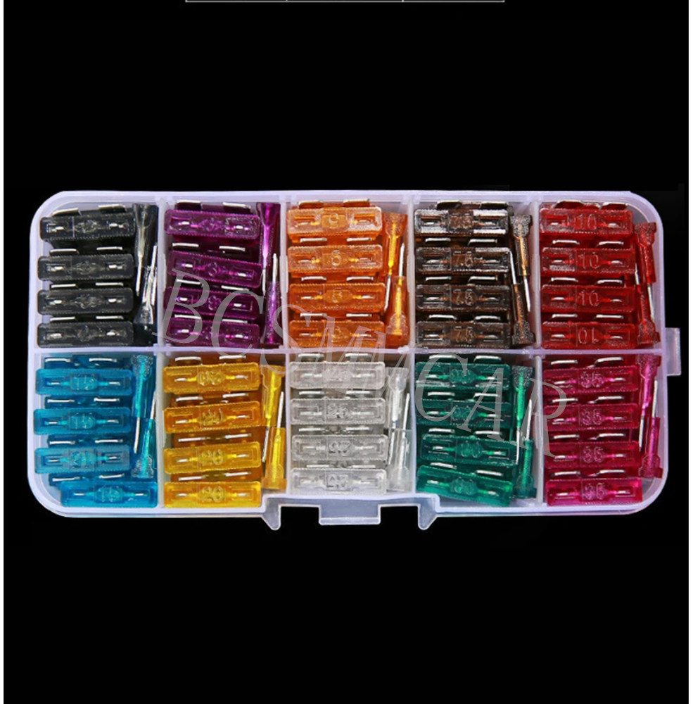 50Pcs Car Micro Blade Fuses 5A 7.5A 10A 15A 20A 25A 30A Fuse Assortment Kit