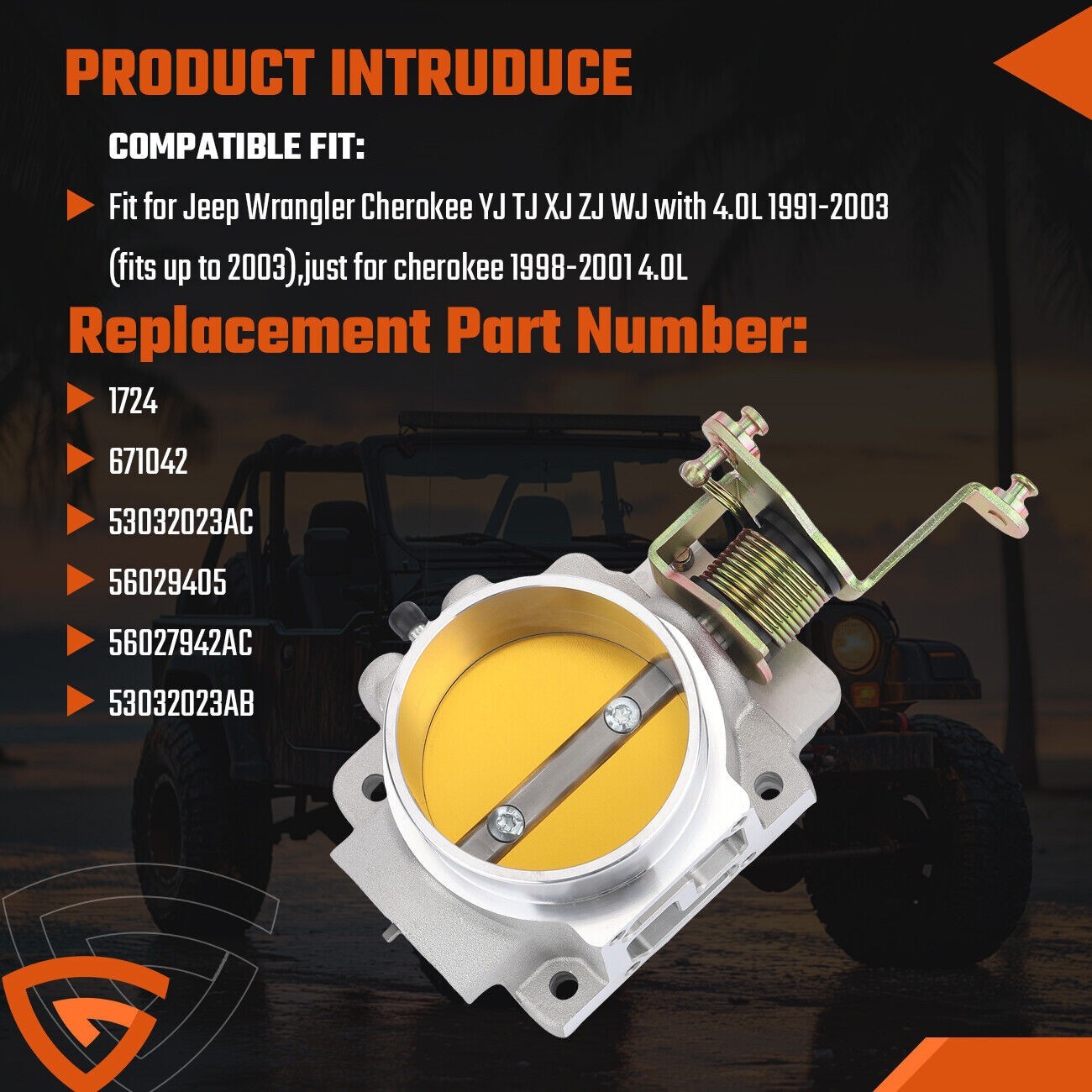 1724 62mm Throttle Body For 1991-2003 Jeep 4.0L Cherokee/Wrangler YJ TJ XJ WJ ZJ
