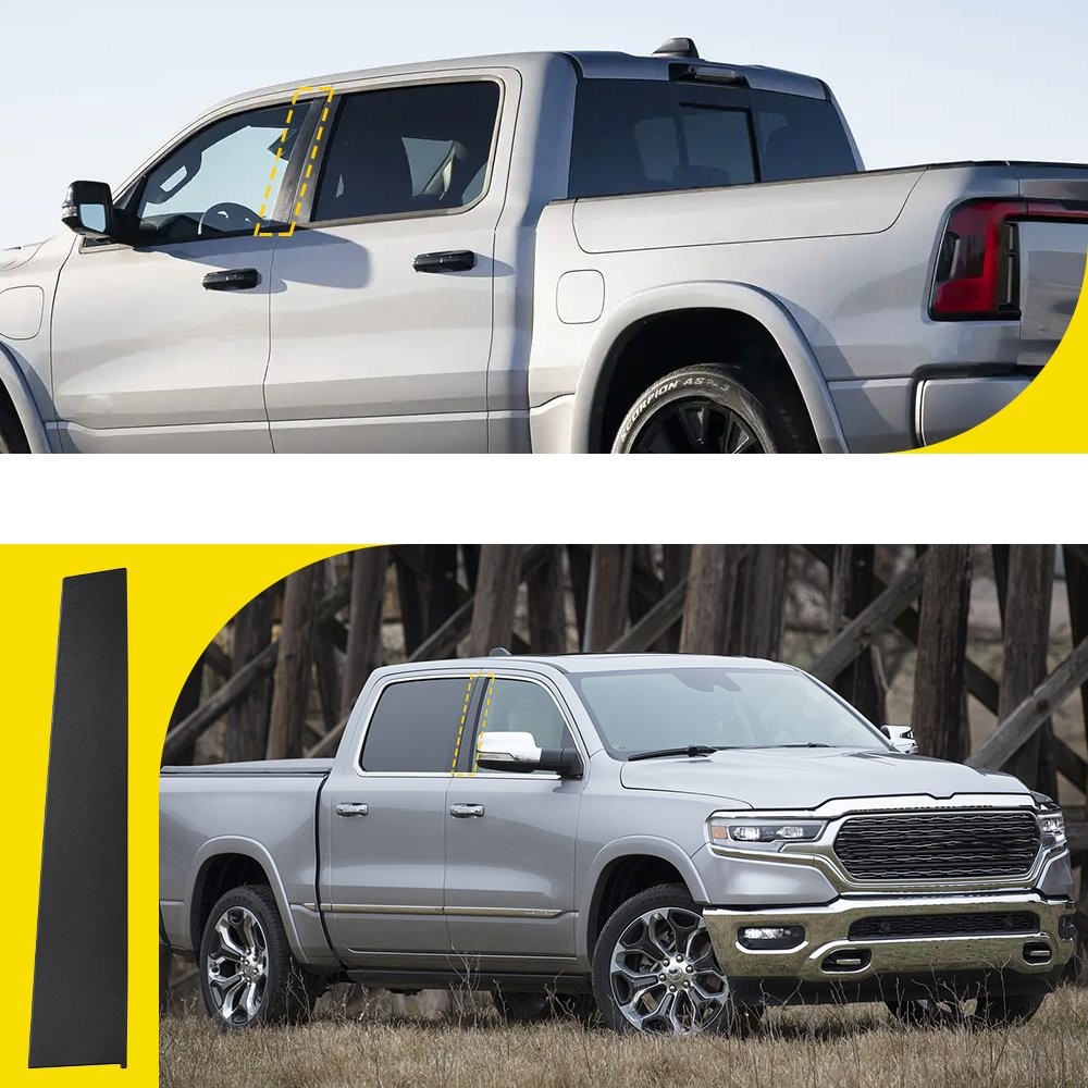 Driver Passenger Front Door B Pillar Applique Molding Trim For 2019-26 RAM 1500
