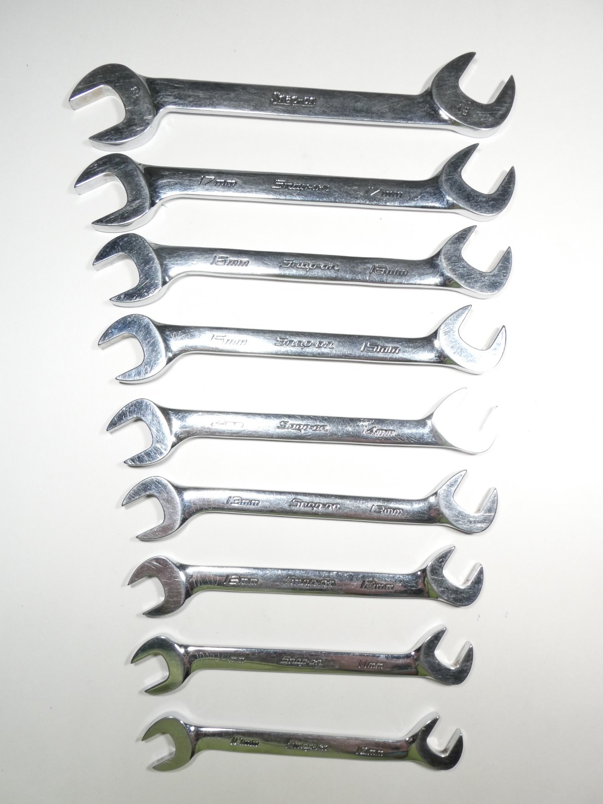 Snap-on Tools Four-Way Angle Head Open-End Wrench Metric 9 pc Set Made In USA