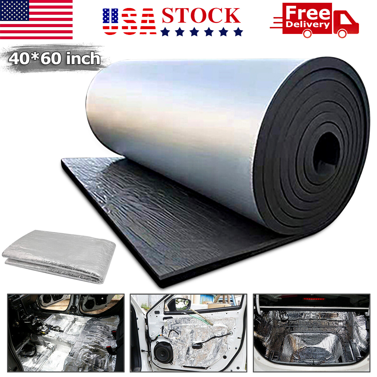 60″x40″ 394mil Firewall Sound Deadener Car Heat Shield Insulation Deadening Mat