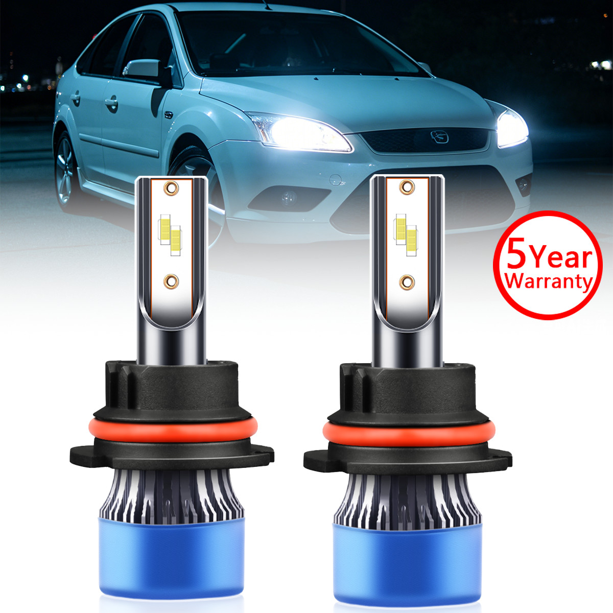 2x LED Headlight Bulbs Hi-Lo Beam 6500K 12000lm White For Ford Focus 2005-2007