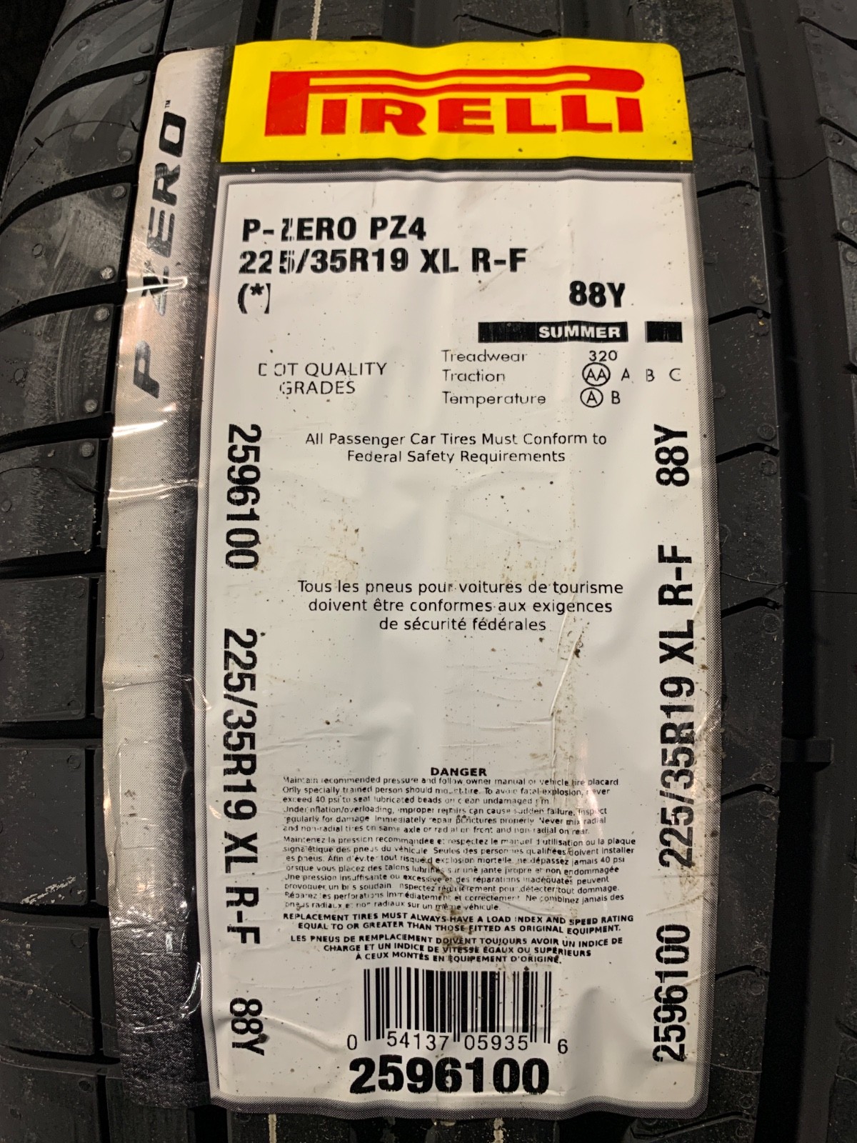 2 New 225 35 19 Pirelli P Zero PZ4 Run Flat Summer Tires