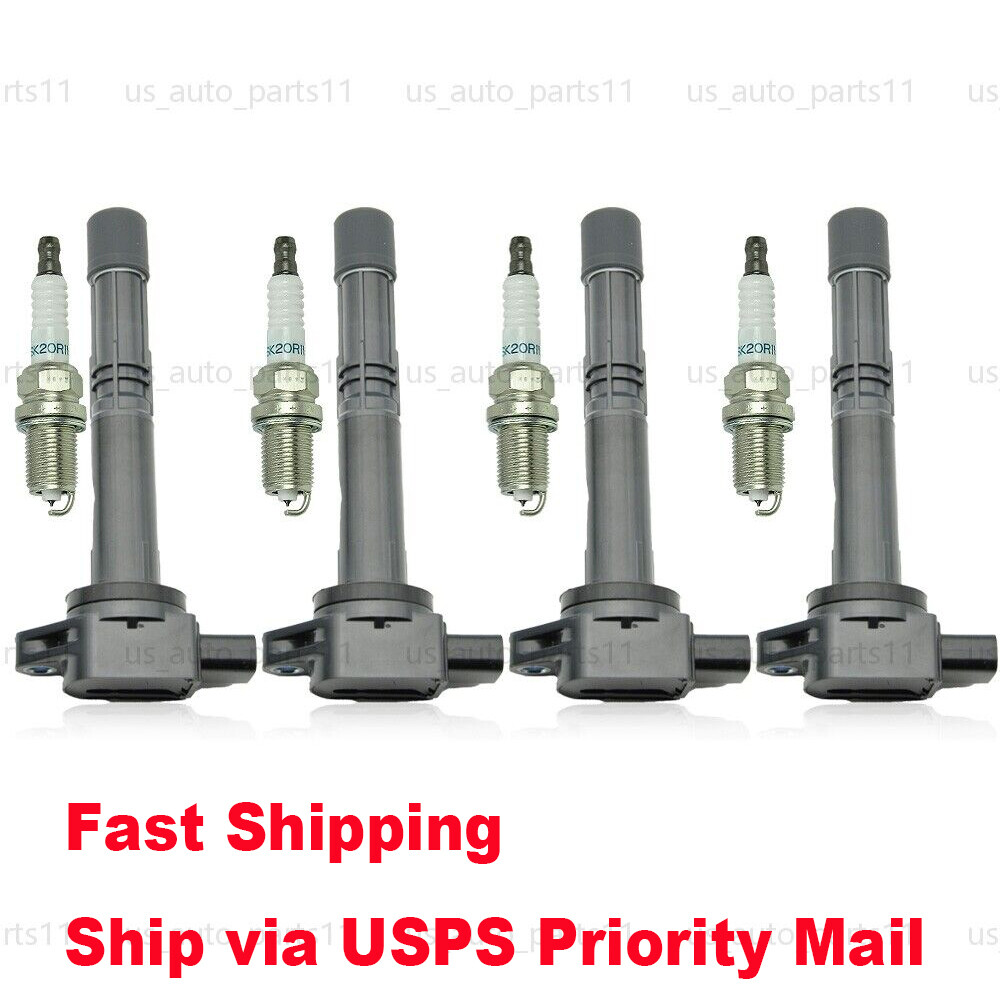 4X Ignition Coils + 4X Spark Plugs for 2003-2007 Honda Accord Element 2.4L UF311